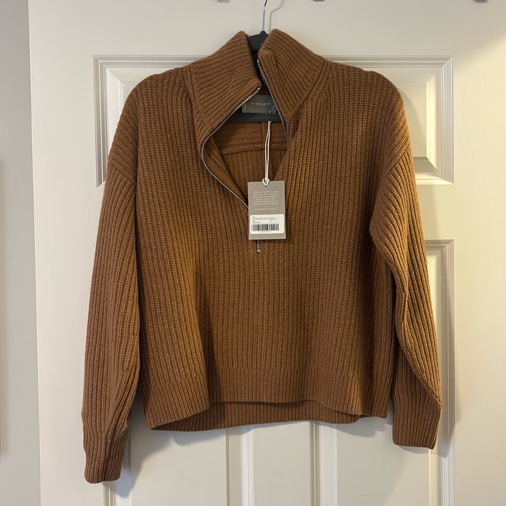 Everlane felted merino half zip sweater